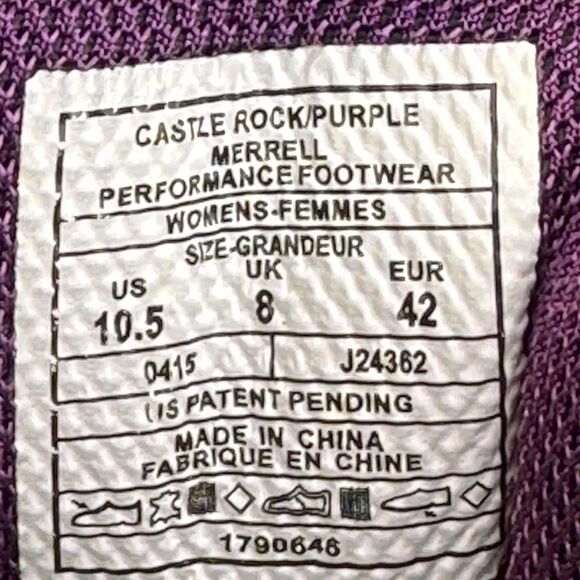 Merrell Hiking Shoes Womens Size 10.5 Gray Purple Trail Air Cushion Mesh J24362 - Picture 9 of 9